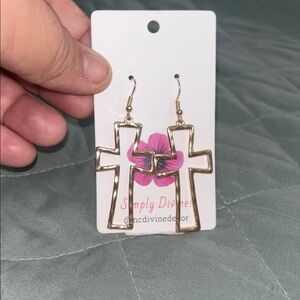 Gold Cross Earrings